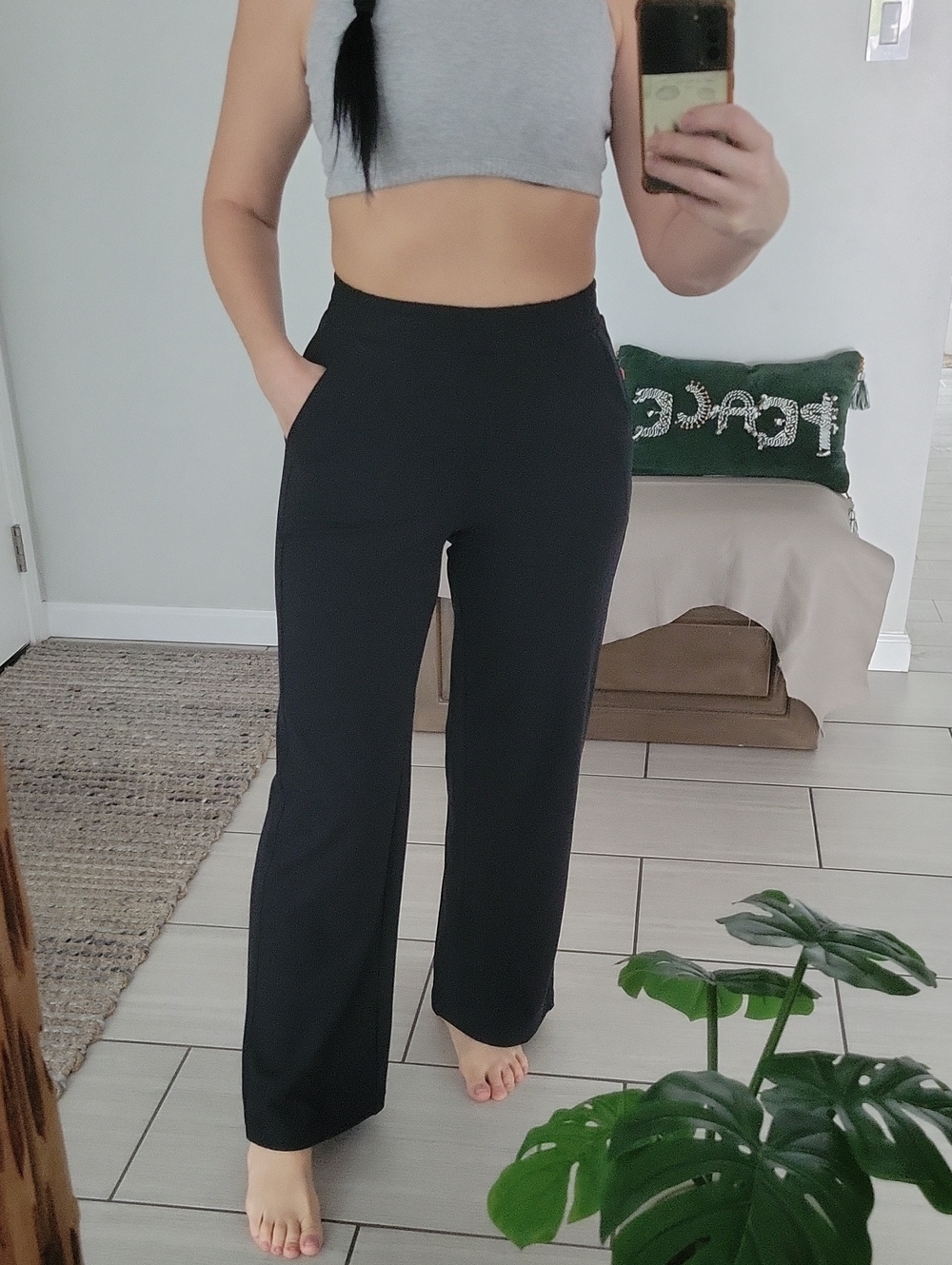 Yogalicious Black High-Waist Wide-Leg Pants